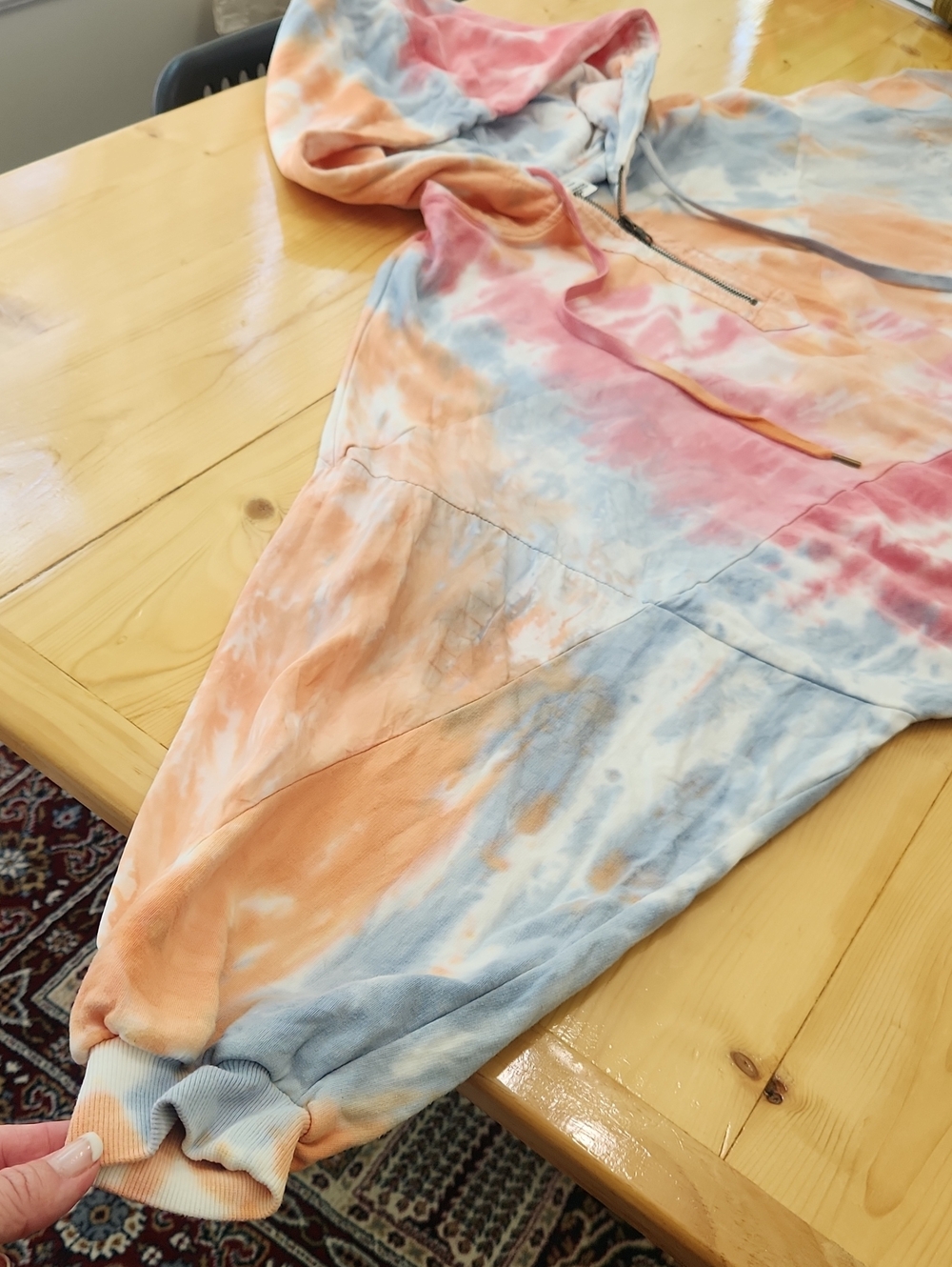 PINK Victoria's Secret Pastel Tie Dye Cropped Batwing Slouchy Hoodie L - Picture 11 of 16